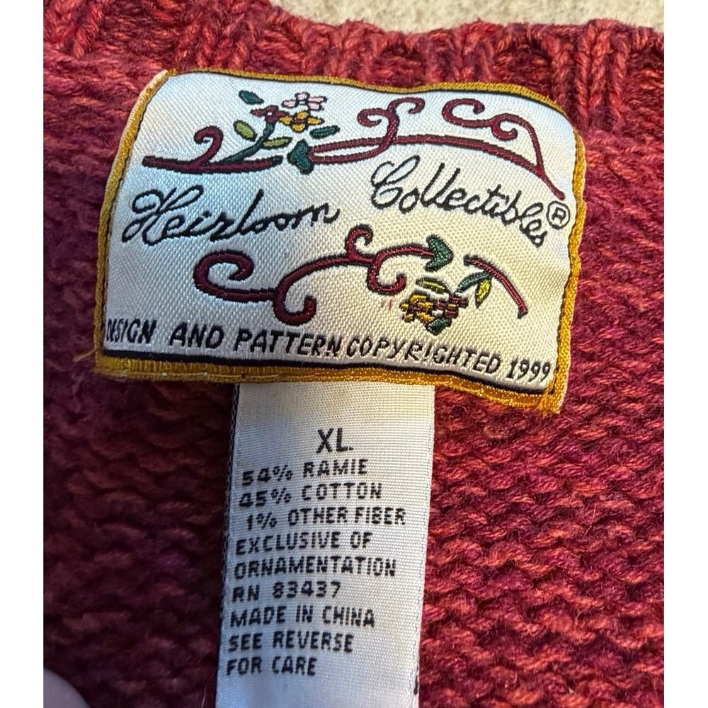 Vintage Heirloom Collectibles Woodland Cottagecore Cardigan Sweater XL 1999 - Picture 5 of 6